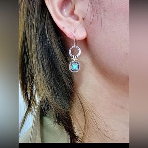 Bohemian Round Decor Turquoise Drop Earrings